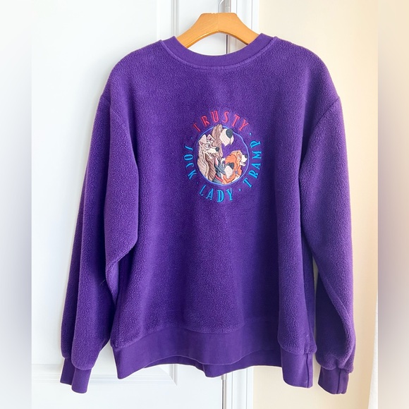 Disney Sweaters - Vintage Disney Store Lady & The Tramp embroidered fleece pullover sweater